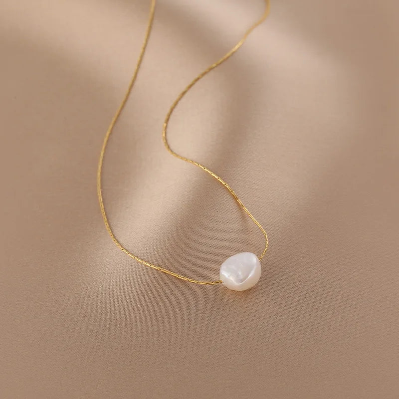 Pearl Charms Chain Choker Necklaces