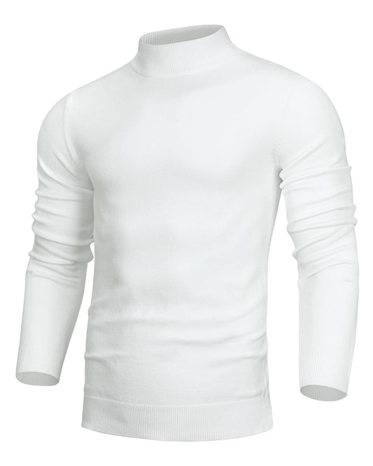 Alimens & Gentle Men's Mock Turtleneck Sweater Long Sleeve Slim Fit Lightweight Soft Casual Pullover Stretch Knit Top