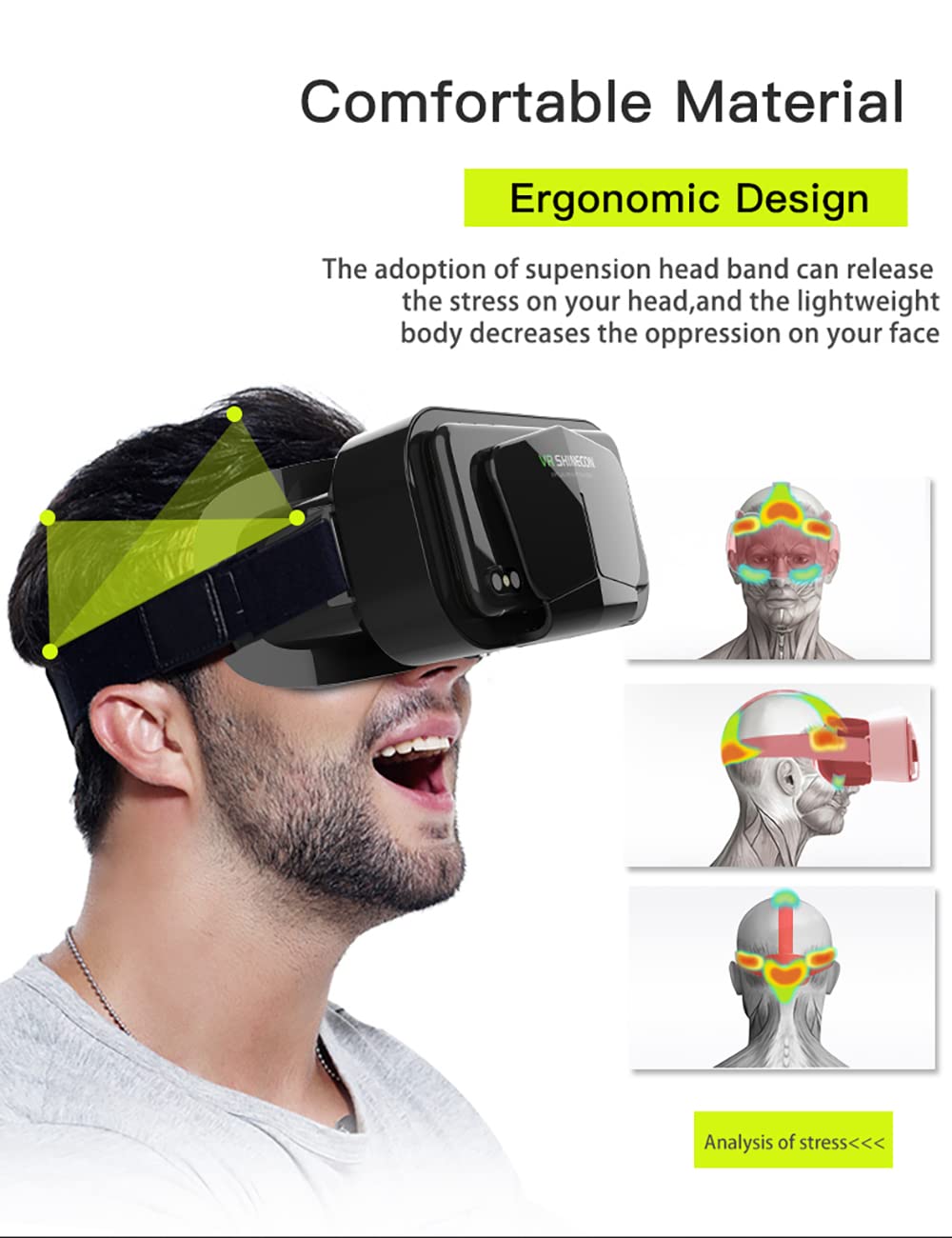 VR SHINECON Virtual Reality VR Headset 3D Glasses