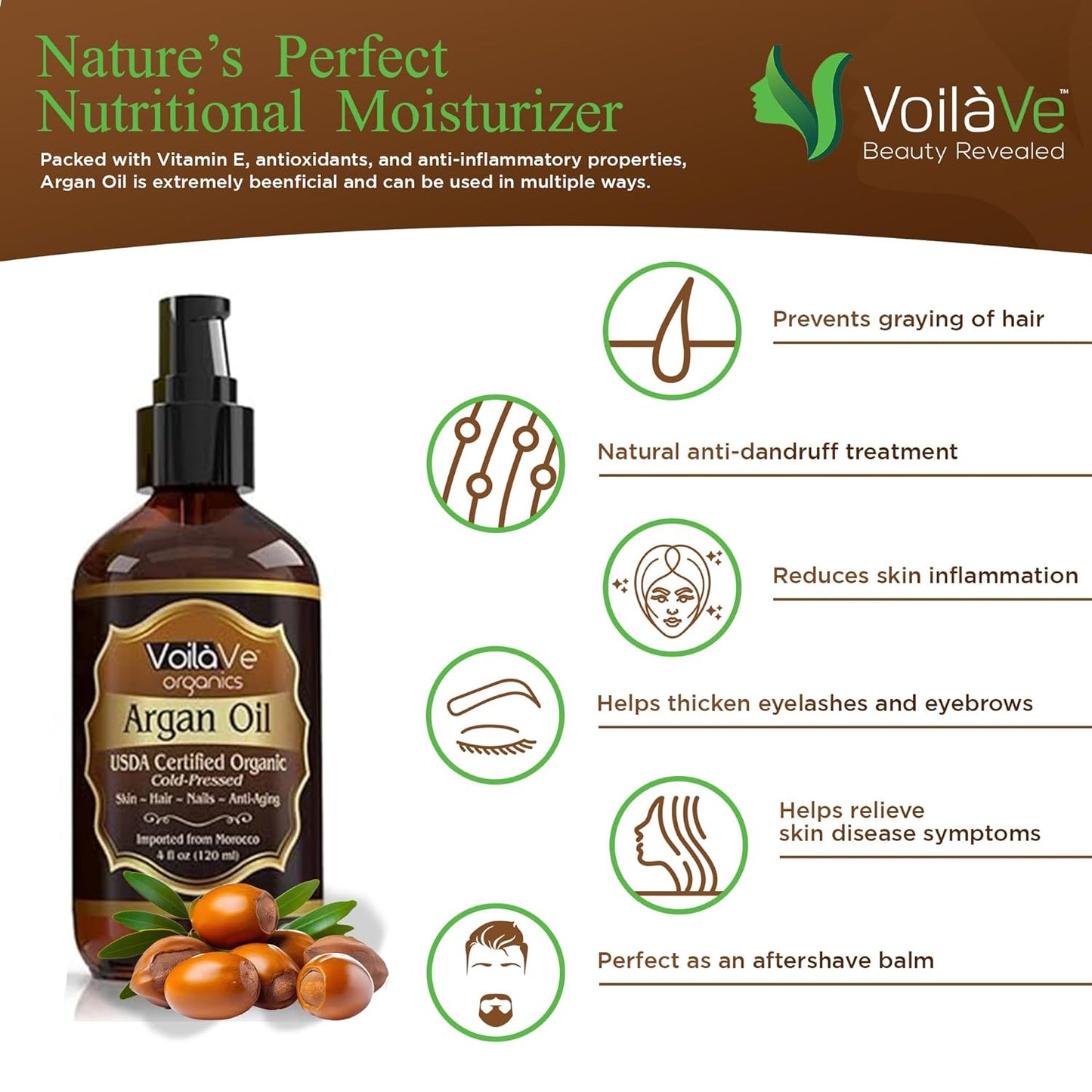 VoilaVe USDA and ECOCERT 100% Pure Organic Moroccan Argan