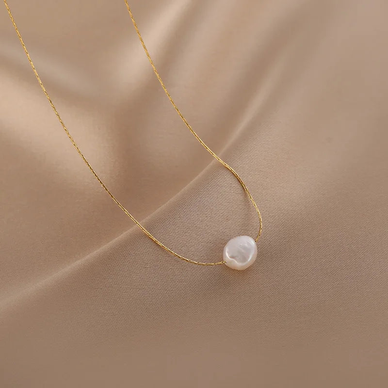 Pearl Charms Chain Choker Necklaces